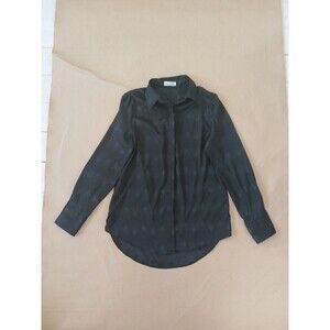 Rumours Womens S Button Up Blouse Top Shirt Black Art Deco Whimsigoth
